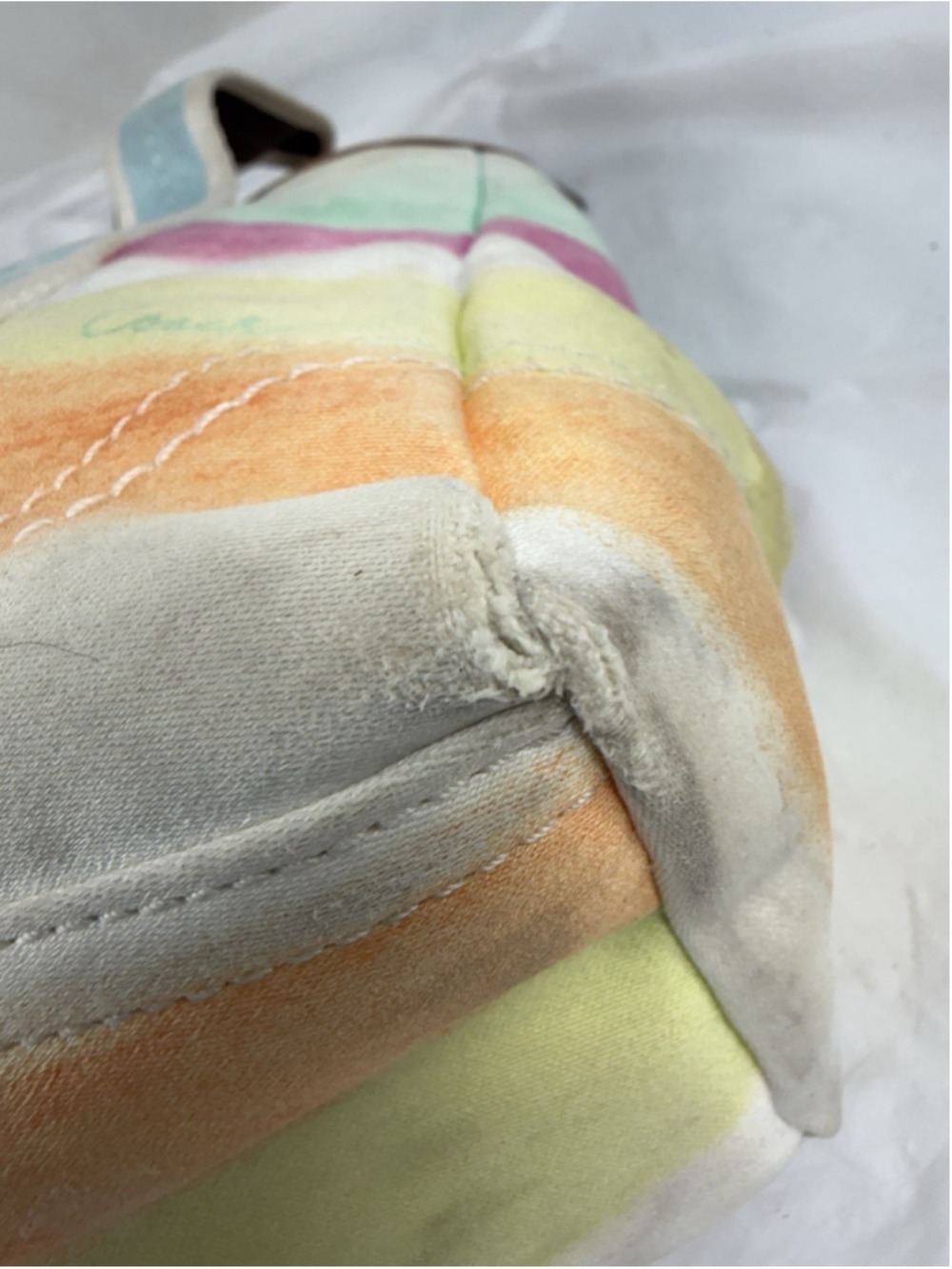 Vintage Coach Hamptons Y2K Watercolor Pastel Stripes Tote - Picture 6 of 16